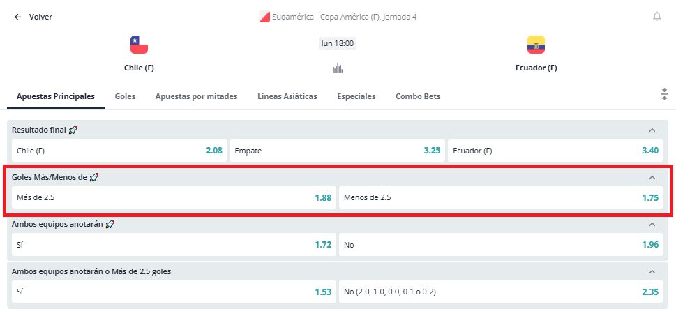 Imagen de las Apuestas Más o Menos 2.5 goles en Novibet